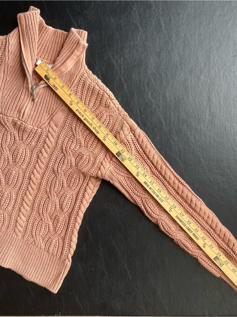 Pink Brown Crop Length Quarter Zip Turtleneck Sweater - Picture 7 of 7